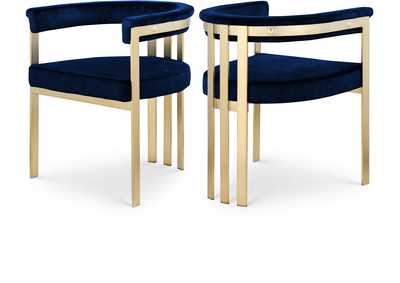 Image for Marcello Navy Velvet Dining Chair Set of 2