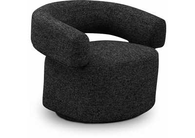 Image for Niya Black Linen Textured Fabric Swivel Accent Chair