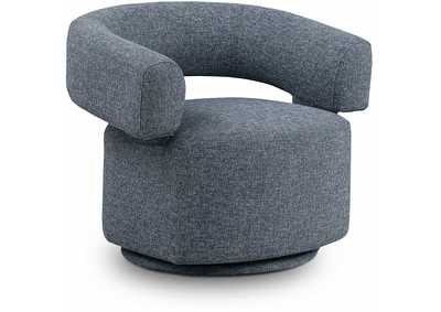 Image for Niya Blue Linen Textured Fabric Swivel Accent Chair