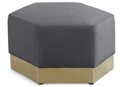 Marquis Grey Velvet Ottoman