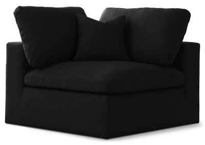 Serene Black Linen Fabric Deluxe Cloud Corner Chair,Meridian Furniture