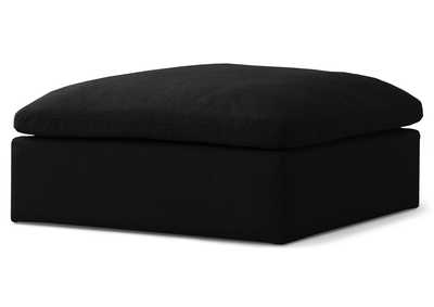 Serene Black Linen Fabric Deluxe Cloud-Like Comfort Ottoman,Meridian Furniture