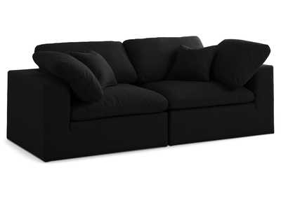 Serene Black Linen Fabric Deluxe Cloud-Like Comfort Modular Sofa,Meridian Furniture