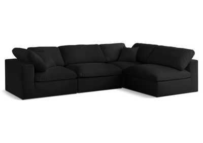 Serene Black Linen Textured Fabric Deluxe Comfort Modular Sectional