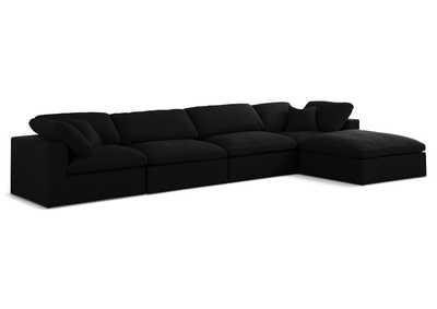 Serene Black Linen Textured Fabric Deluxe Comfort Modular Sectional