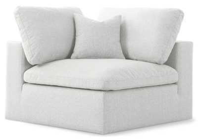 Serene Cream Linen Fabric Deluxe Cloud Corner Chair,Meridian Furniture