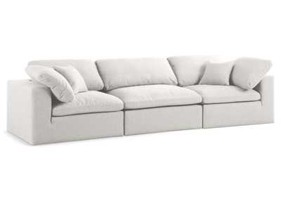 Serene Cream Linen Fabric Deluxe Cloud Modular Sofa,Meridian Furniture