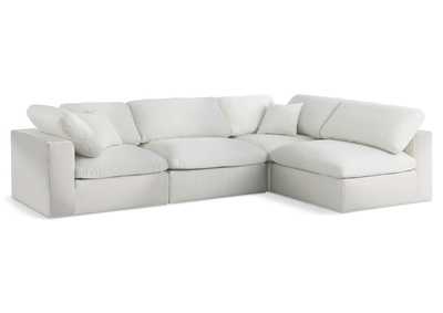 Image for Serene Cream Linen Textured Fabric Deluxe Comfort Modular Sectional