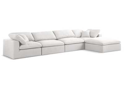 Serene Cream Linen Textured Fabric Deluxe Comfort Modular Sectional