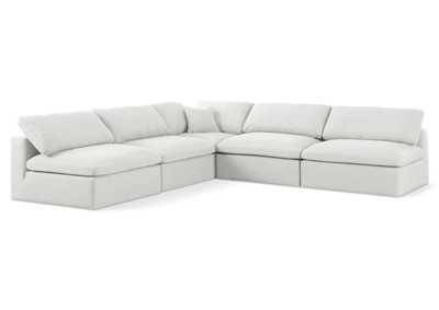 Serene Cream Linen Textured Fabric Deluxe Comfort Modular Sectional