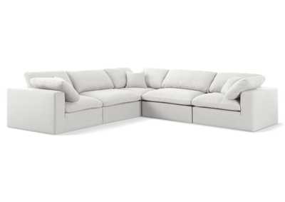 Image for Serene Cream Linen Textured Fabric Deluxe Comfort Modular Sectional