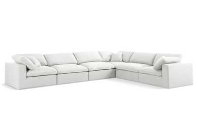 Serene Cream Linen Textured Fabric Deluxe Comfort Modular Sectional