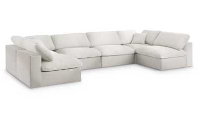 Image for Serene Cream Linen Textured Fabric Deluxe Comfort Modular Sectional