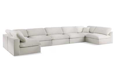 Image for Serene Cream Linen Textured Fabric Deluxe Comfort Modular Sectional