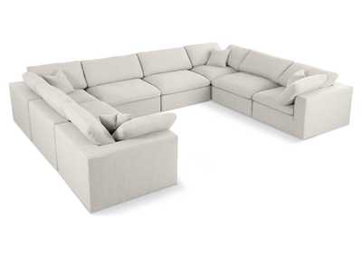 Image for Serene Cream Linen Textured Fabric Deluxe Comfort Modular Sectional