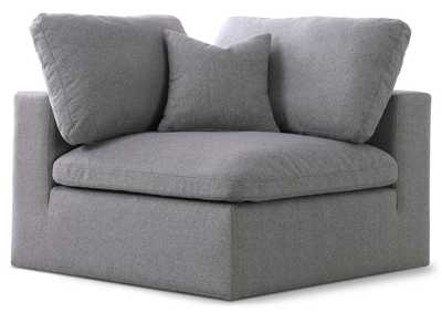 Serene Grey Linen Fabric Deluxe Cloud Corner Chair,Meridian Furniture