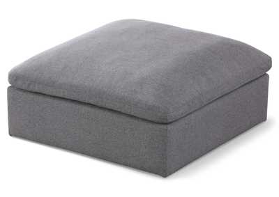 Serene Grey Linen Fabric Deluxe Cloud-Like Comfort Ottoman,Meridian Furniture