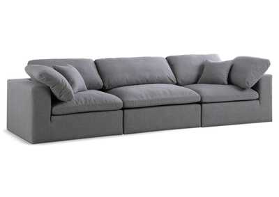 Serene Grey Linen Fabric Deluxe Cloud Modular Sofa,Meridian Furniture