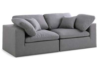 Serene Grey Linen Fabric Deluxe Cloud Modular Sofa,Meridian Furniture