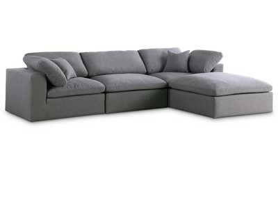 Serene Grey Linen Textured Fabric Deluxe Comfort Modular Sectional