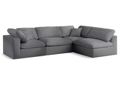 Serene Grey Linen Textured Fabric Deluxe Comfort Modular Sectional