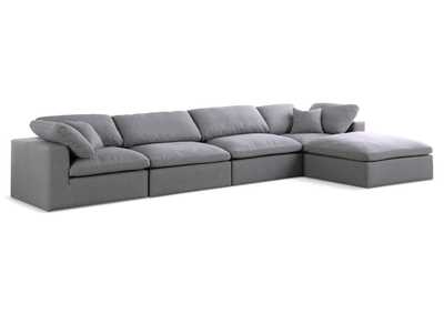 Serene Grey Linen Textured Fabric Deluxe Comfort Modular Sectional