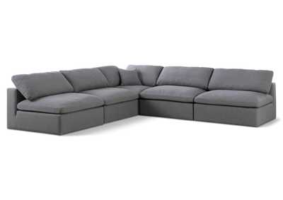 Serene Grey Linen Textured Fabric Deluxe Comfort Modular Sectional