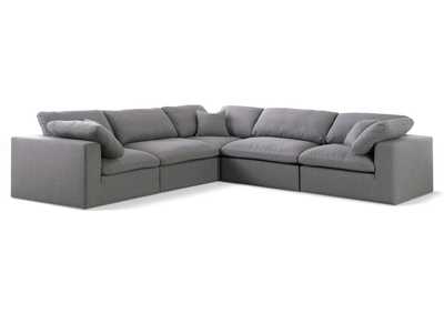 Serene Grey Linen Textured Fabric Deluxe Comfort Modular Sectional