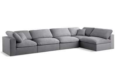 Serene Grey Linen Textured Fabric Deluxe Comfort Modular Sectional