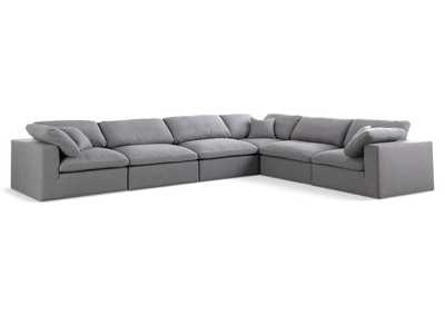 Serene Grey Linen Textured Fabric Deluxe Comfort Modular Sectional