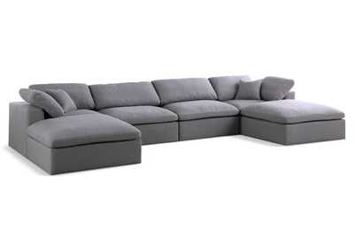 Serene Grey Linen Textured Fabric Deluxe Comfort Modular Sectional