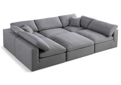 Serene Grey Linen Textured Fabric Deluxe Comfort Modular Sectional