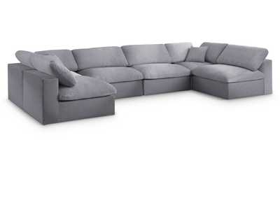 Image for Serene Grey Linen Textured Fabric Deluxe Comfort Modular Sectional