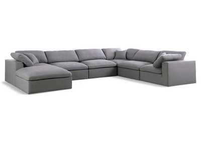 Image for Serene Grey Linen Textured Fabric Deluxe Comfort Modular Sectional