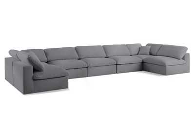 Image for Serene Grey Linen Textured Fabric Deluxe Comfort Modular Sectional