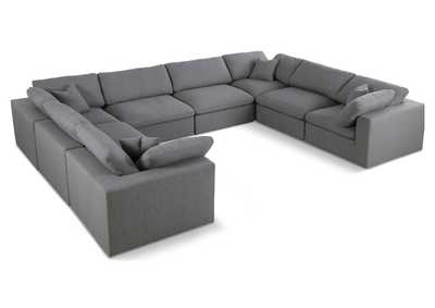 Image for Serene Grey Linen Textured Fabric Deluxe Comfort Modular Sectional