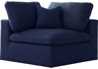 Serene Navy Linen Fabric Deluxe Cloud Corner Chair,Meridian Furniture