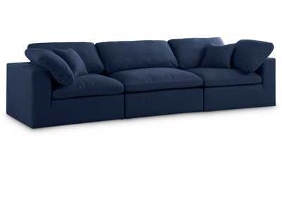 Serene Navy Linen Fabric Deluxe Cloud-Like Comfort Modular Sofa,Meridian Furniture