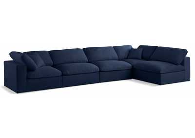 Image for Serene Navy Linen Textured Fabric Deluxe Comfort Modular Sectional