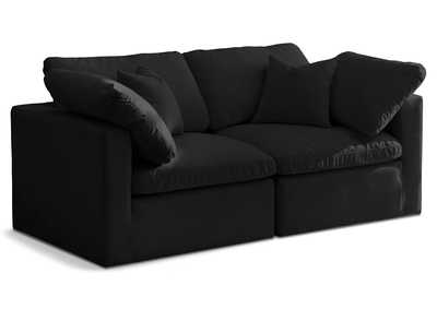 Plush Black Velvet Standard Comfort Modular Sofa