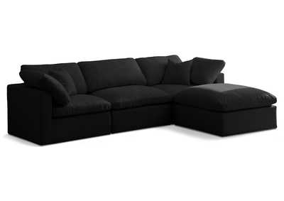 Plush Black Velvet Standard Comfort Modular Sectional