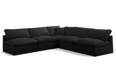 Plush Black Velvet Standard Comfort Modular Sectional