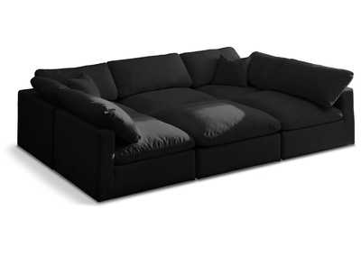 Plush Black Velvet Standard Comfort Modular Sectional