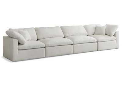 Plush Cream Velvet Standard Comfort Modular Sofa