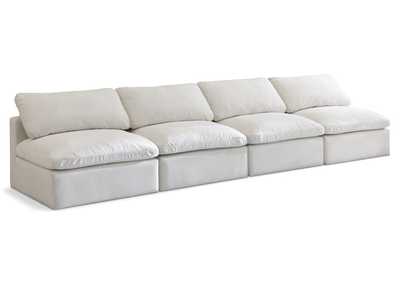 Plush Cream Velvet Standard Comfort Modular Sofa