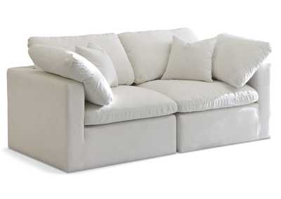 Plush Cream Velvet Standard Comfort Modular Sofa