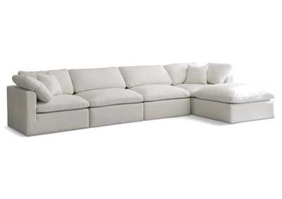 Plush Cream Velvet Standard Comfort Modular Sectional