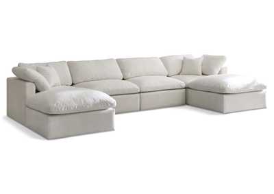 Plush Cream Velvet Standard Comfort Modular Sectional