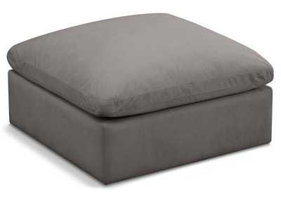 Plush Grey Velvet Standard Comfort Modular Ottoman