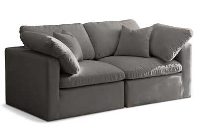 Plush Grey Velvet Standard Comfort Modular Sofa